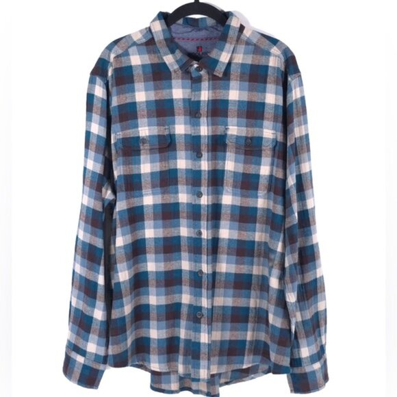 WOOLRICH Button Down Ultimate Flannel Long Sleeve Plaid Pockets Cotton Size XXL - Picture 1 of 11